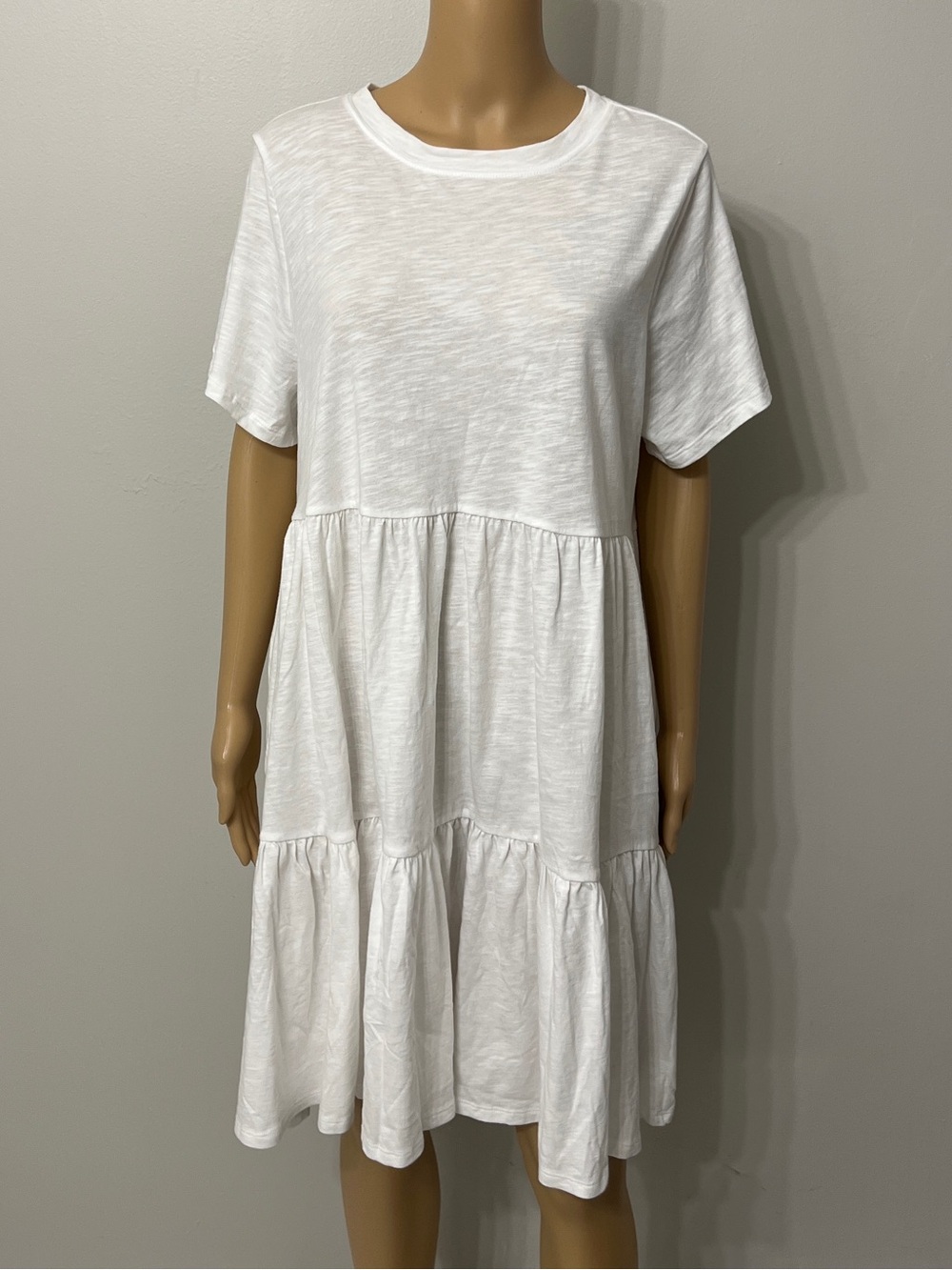 Old Navy Womens White Tiered T-Shirt Cotton Dress Large